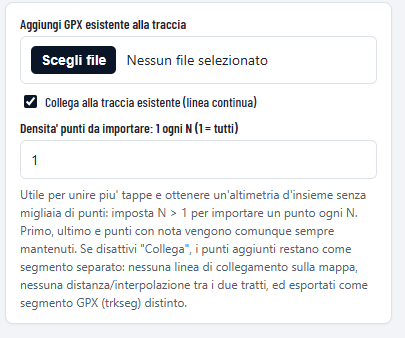 aggiunta punti su traccia